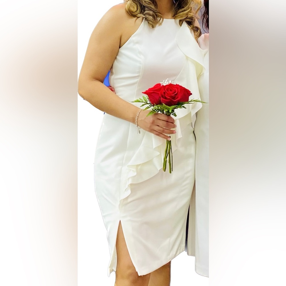 Vince Camuto Elegant Cocktail Dress Ivory size 12 - Picture 2 of 5